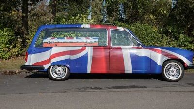 Hearse with the Union flag